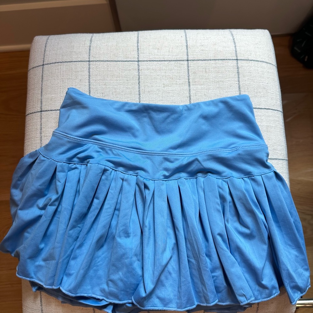Blue Bubble Mini Skirt with Ruched Ruffles